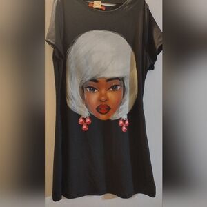Black T-Shirt with Artistic Face Design